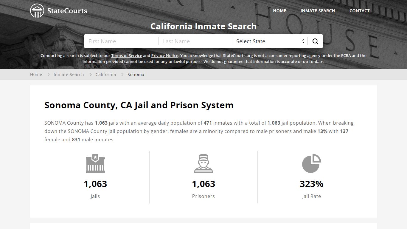 Sonoma County, CA Inmate Search - StateCourts