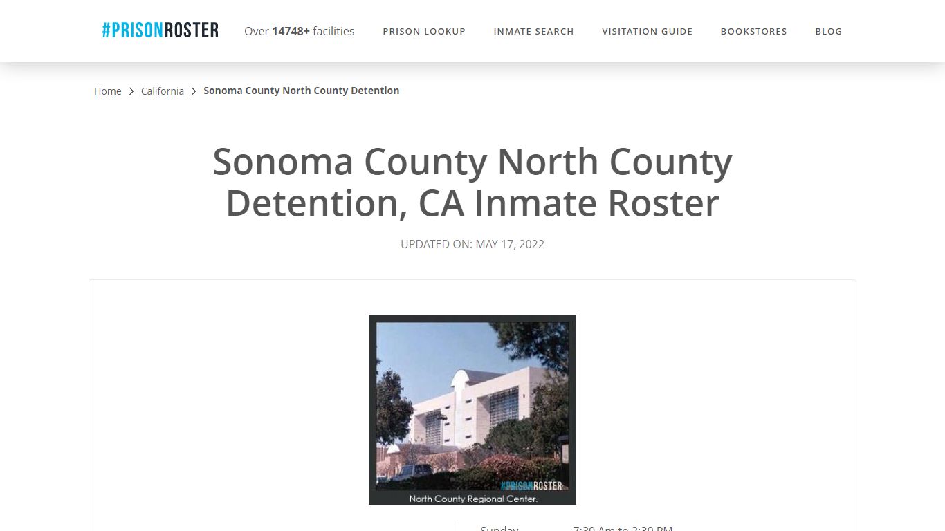 Sonoma County North County Detention, CA Inmate Roster